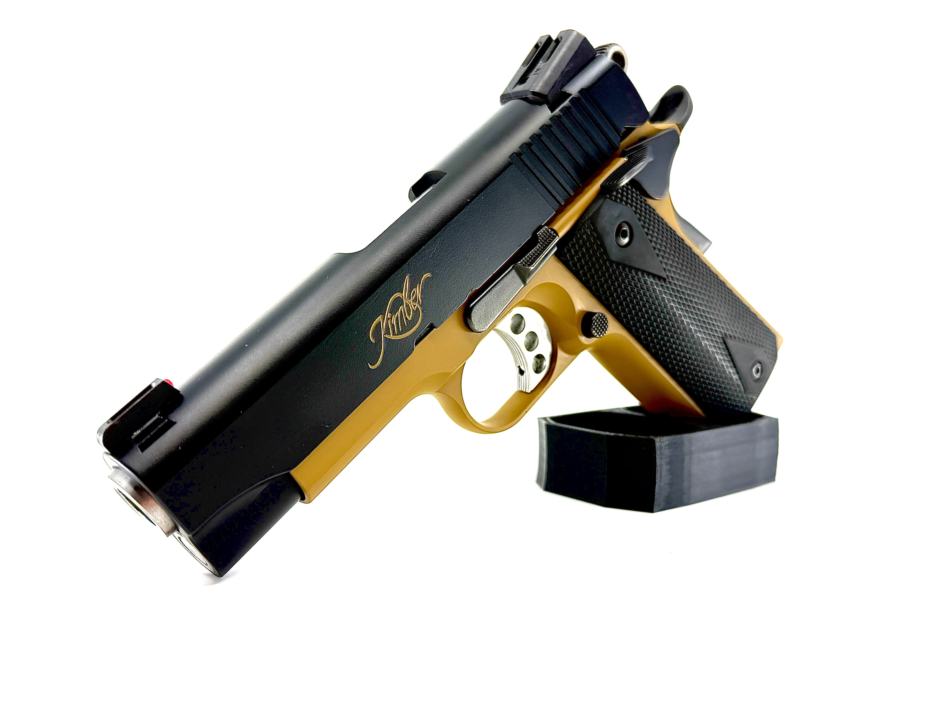 Two-tone gold and black Cerakote Kimber 1911 pistol by Northwoods Firearms